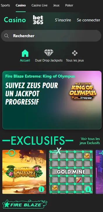 L'application mobile du casino BET365 FRANCE